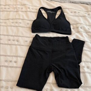 Beyond Yoga Charcoal Sports Bra and leggings set